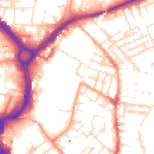 Daytime road noise heatmap for LE2 0AA