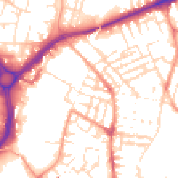 Daytime road noise heatmap for LE2 0AB