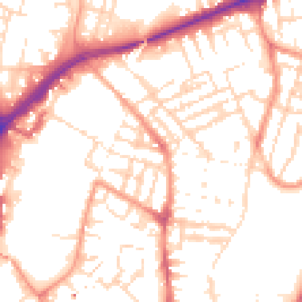 Daytime road noise heatmap for LE2 0AD