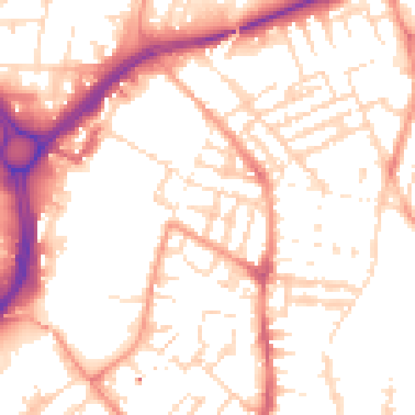 Daytime road noise heatmap for LE2 0AH