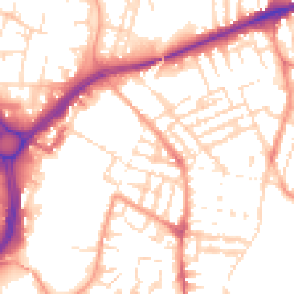 Daytime road noise heatmap for LE2 0AJ