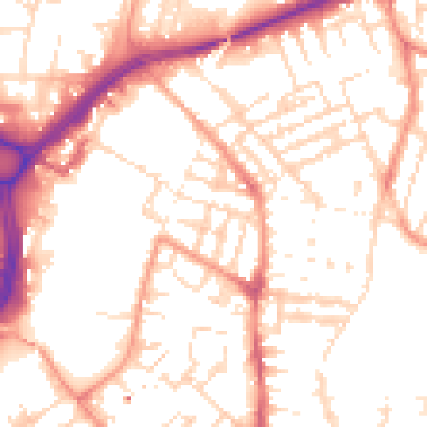 Daytime road noise heatmap for LE2 0AP