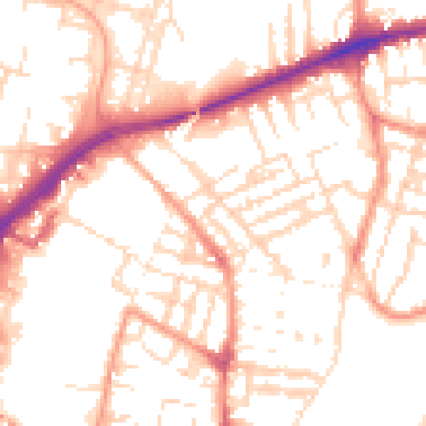 Daytime road noise heatmap for LE2 0AQ