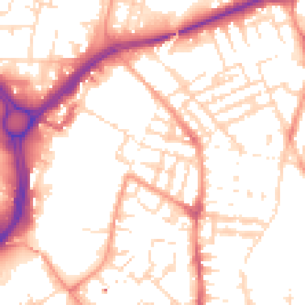 Daytime road noise heatmap for LE2 0AR