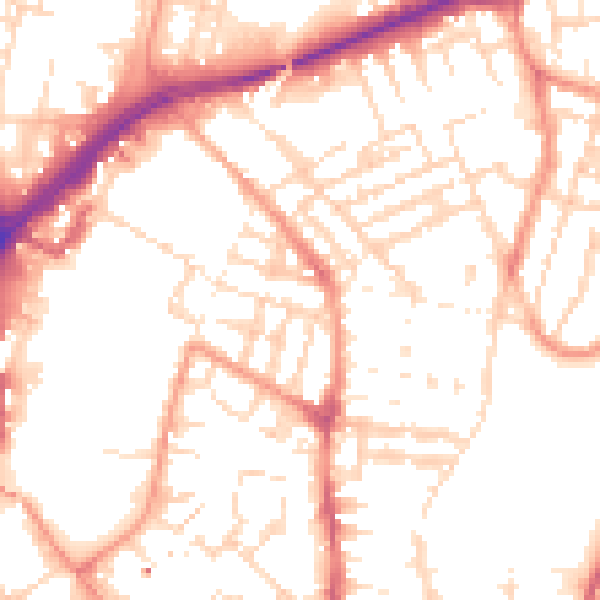 Daytime road noise heatmap for LE2 0AS
