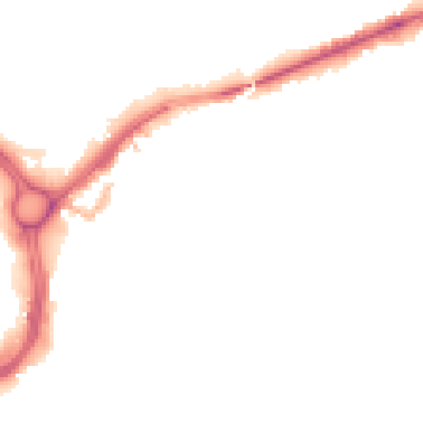 Night-time road noise heatmap for LE2 0AU