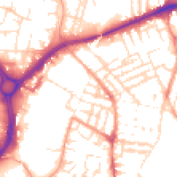 Daytime road noise heatmap for LE2 0AW