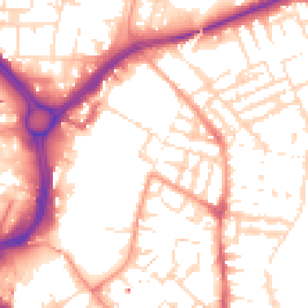 Daytime road noise heatmap for LE2 0BA