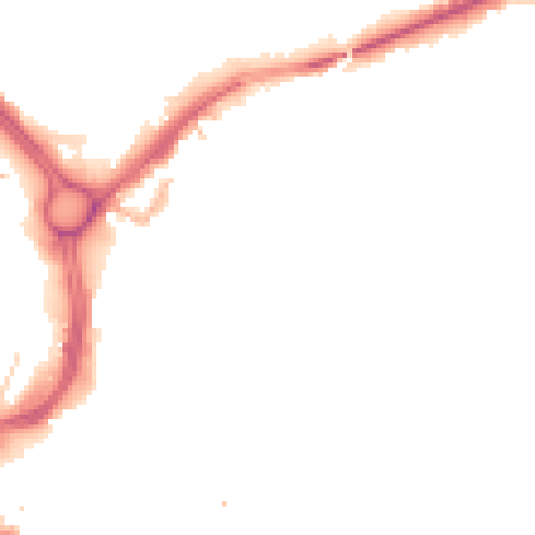 Night-time road noise heatmap for LE2 0BA
