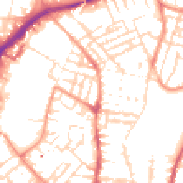 Daytime road noise heatmap for LE2 0BB