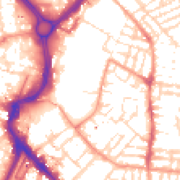 Daytime road noise heatmap for LE2 0BD