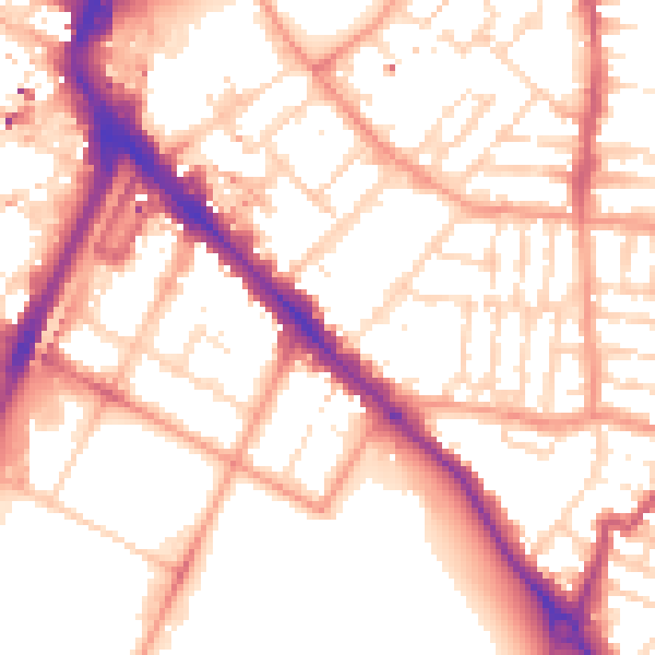 Daytime road noise heatmap for LE2 0BJ