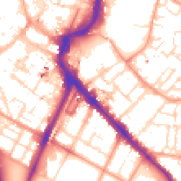 Daytime road noise heatmap for LE2 0BL