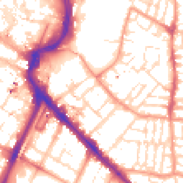 Daytime road noise heatmap for LE2 0BP