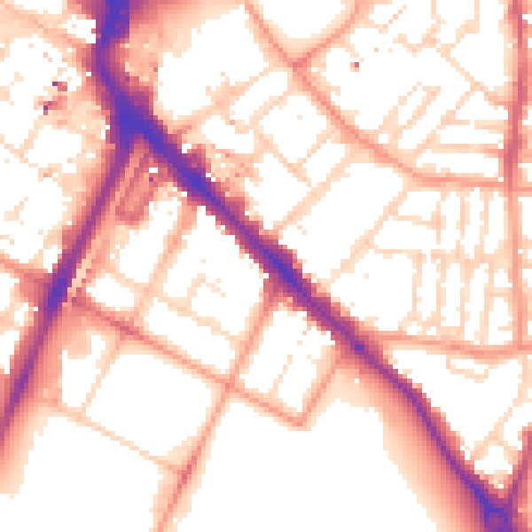 Daytime road noise heatmap for LE2 0BQ