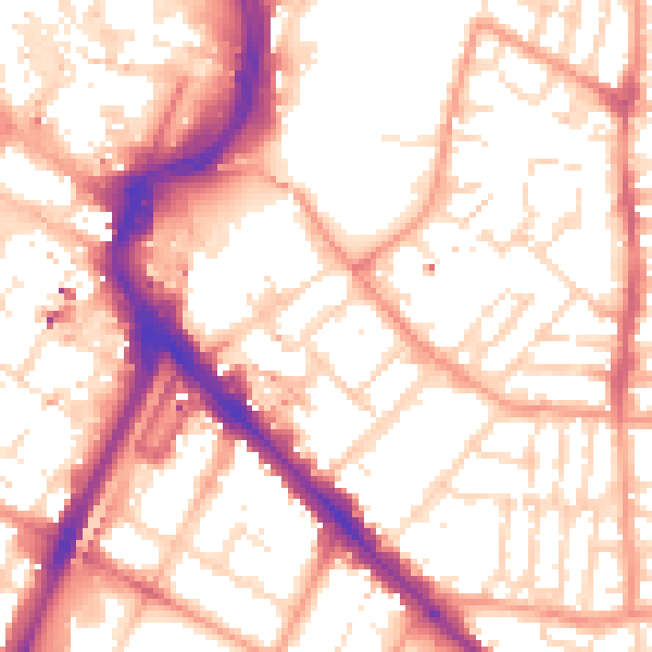 Daytime road noise heatmap for LE2 0BR