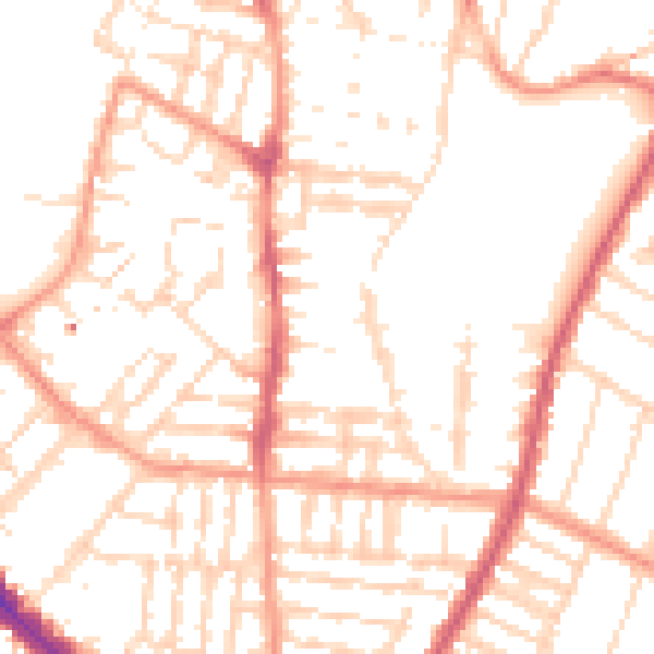 Daytime road noise heatmap for LE2 0DB