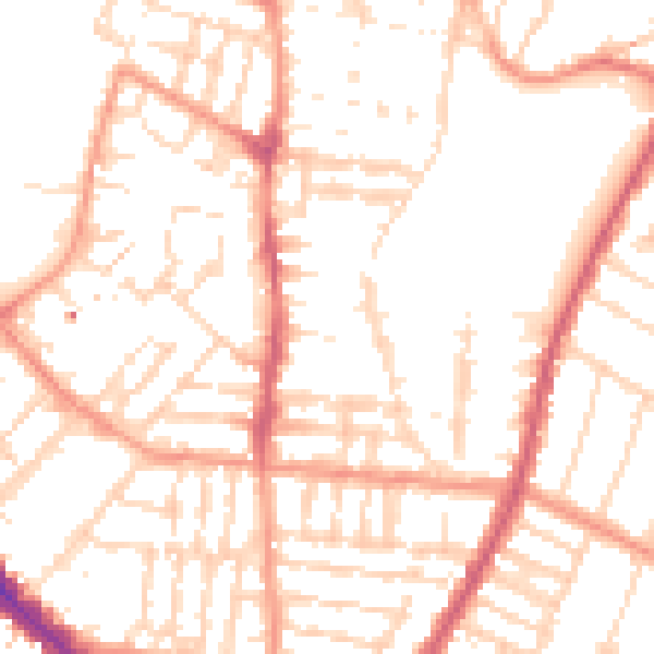 Daytime road noise heatmap for LE2 0DD