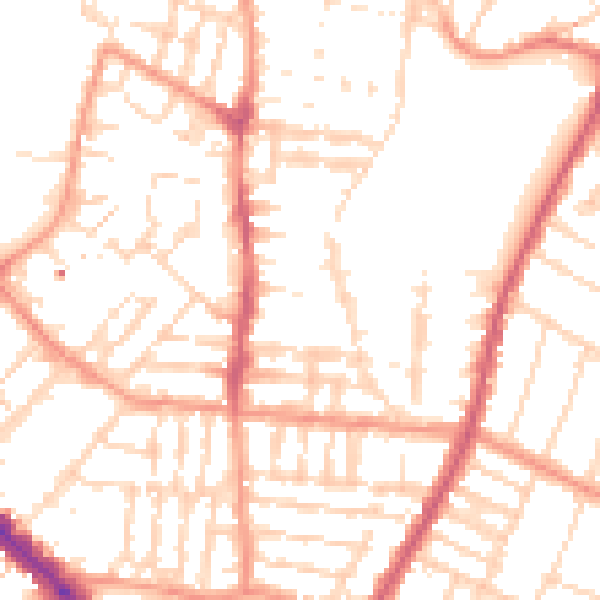 Daytime road noise heatmap for LE2 0DE