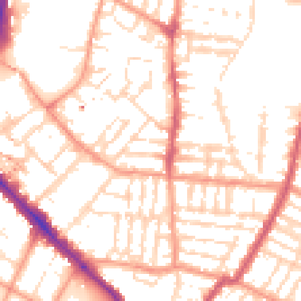 Daytime road noise heatmap for LE2 0DF