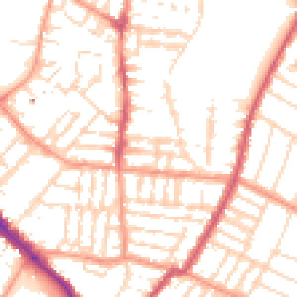 Daytime road noise heatmap for LE2 0DG