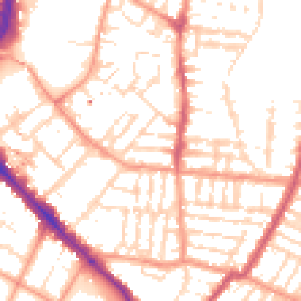 Daytime road noise heatmap for LE2 0DH