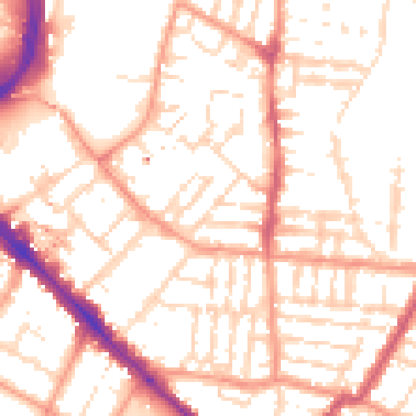 Daytime road noise heatmap for LE2 0DL