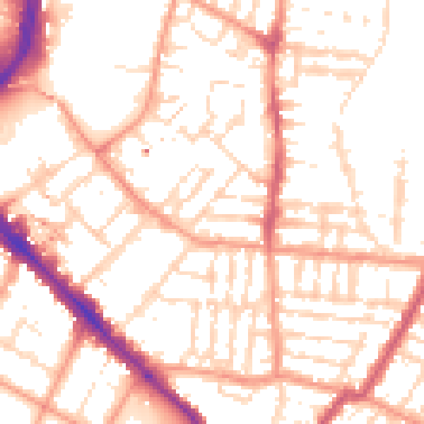Daytime road noise heatmap for LE2 0DN