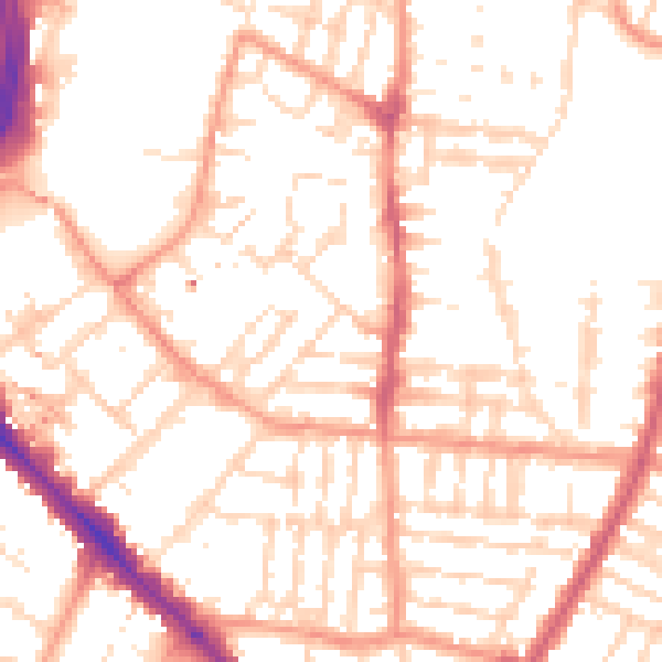 Daytime road noise heatmap for LE2 0DP