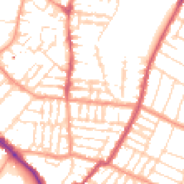 Daytime road noise heatmap for LE2 0DQ