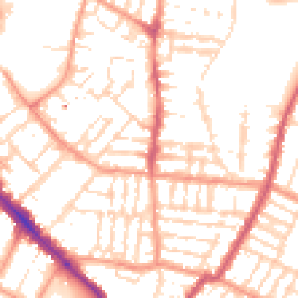 Daytime road noise heatmap for LE2 0DR
