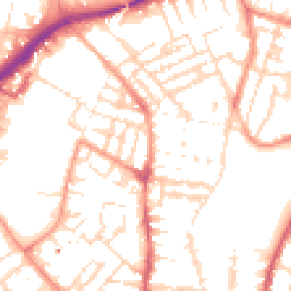 Daytime road noise heatmap for LE2 0DT