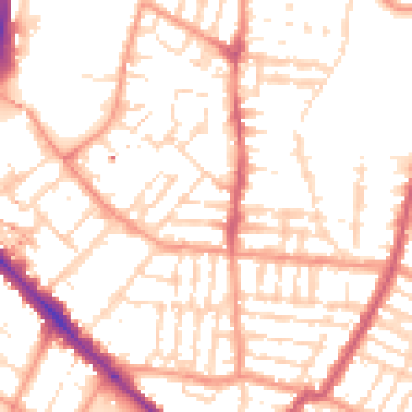 Daytime road noise heatmap for LE2 0DU