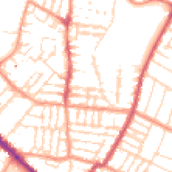 Daytime road noise heatmap for LE2 0DW