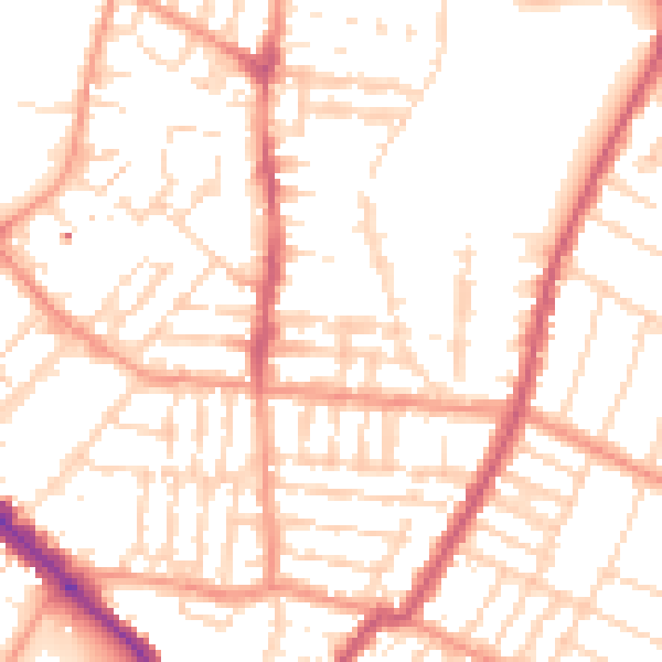 Daytime road noise heatmap for LE2 0DX