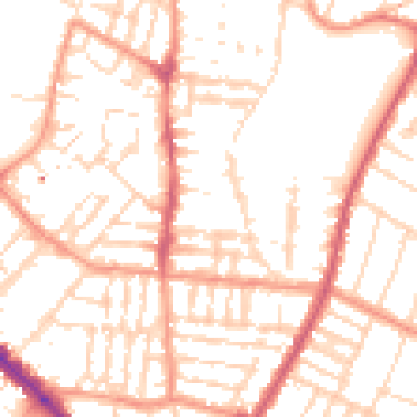 Daytime road noise heatmap for LE2 0EB