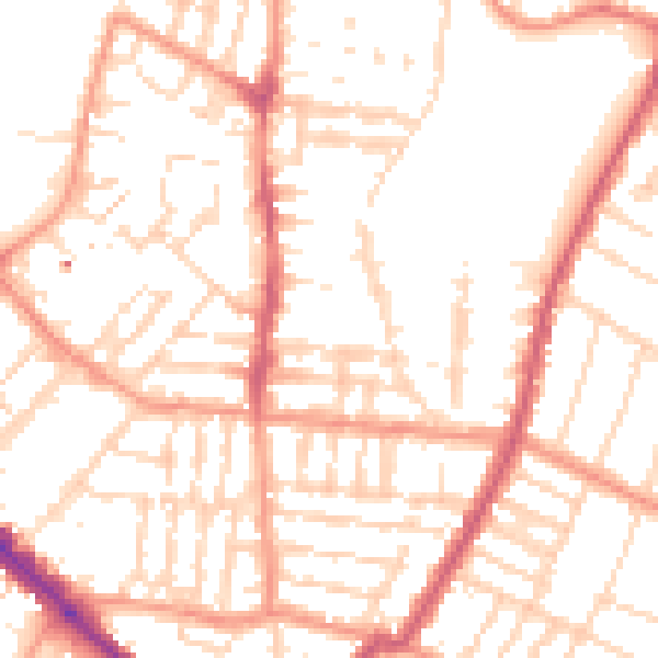 Daytime road noise heatmap for LE2 0ED