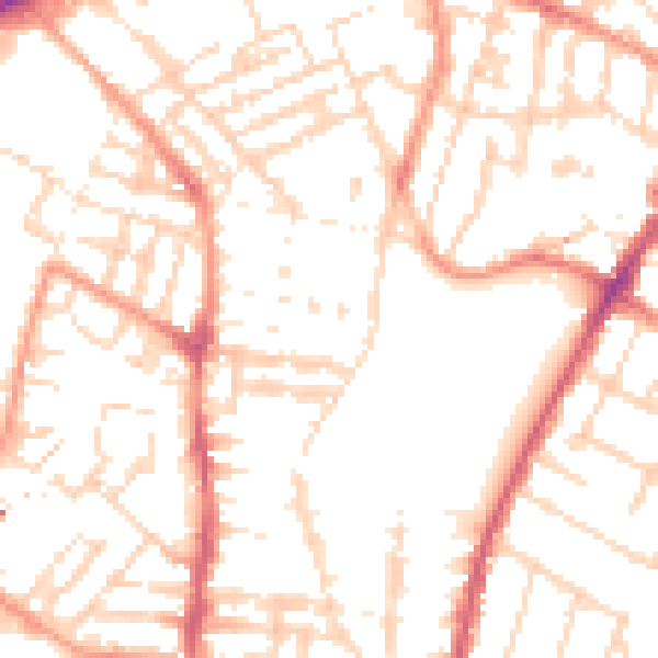 Daytime road noise heatmap for LE2 0FD