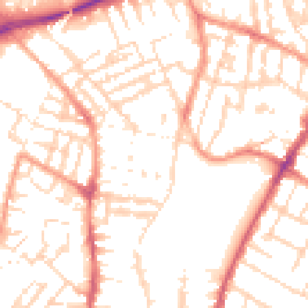 Daytime road noise heatmap for LE2 0FE