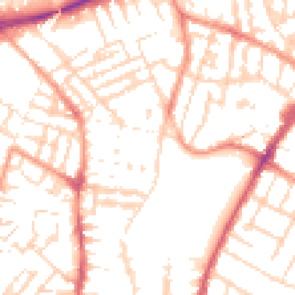 Daytime road noise heatmap for LE2 0FF