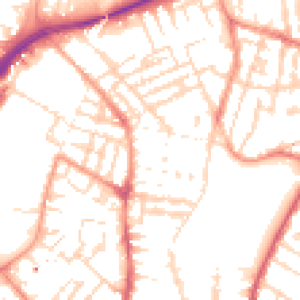 Daytime road noise heatmap for LE2 0FW