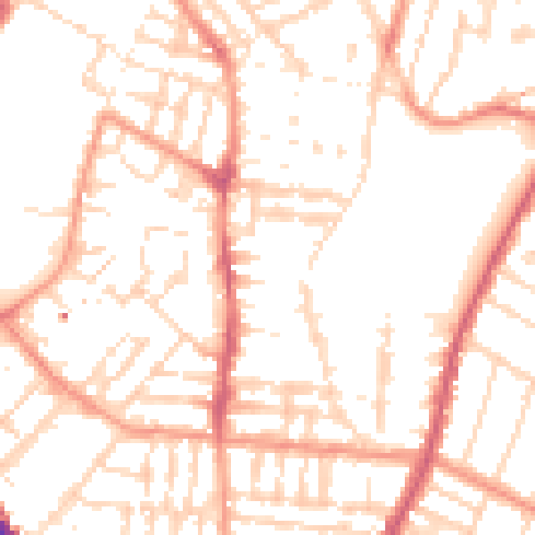 Daytime road noise heatmap for LE2 0GB