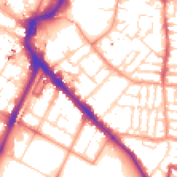 Daytime road noise heatmap for LE2 0JF
