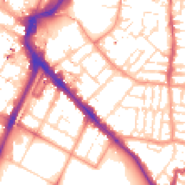 Daytime road noise heatmap for LE2 0ND