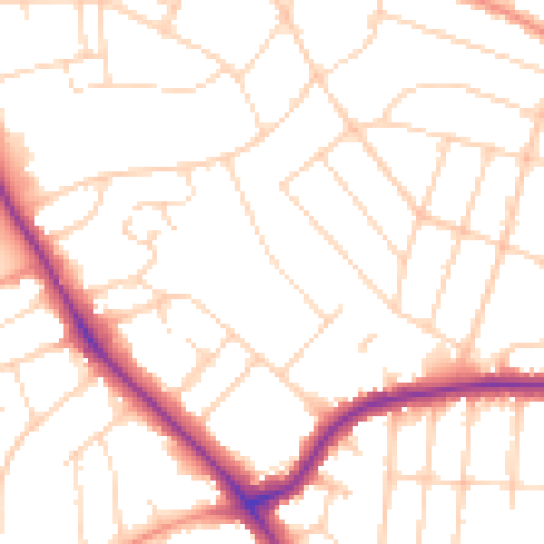 Daytime road noise heatmap for LE2 2BG