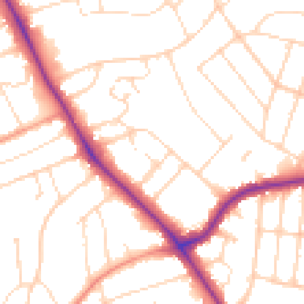 Daytime road noise heatmap for LE2 2BH