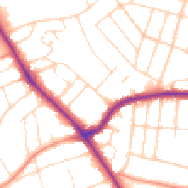 Daytime road noise heatmap for LE2 2BP