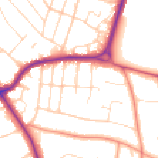 Daytime road noise heatmap for LE2 2DD