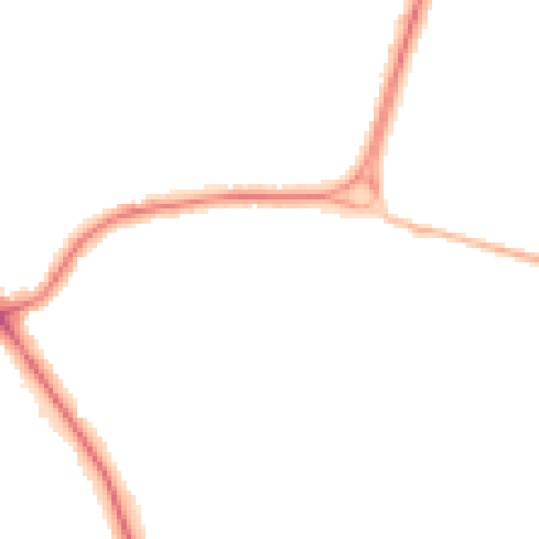 Night-time road noise heatmap for LE2 2DD