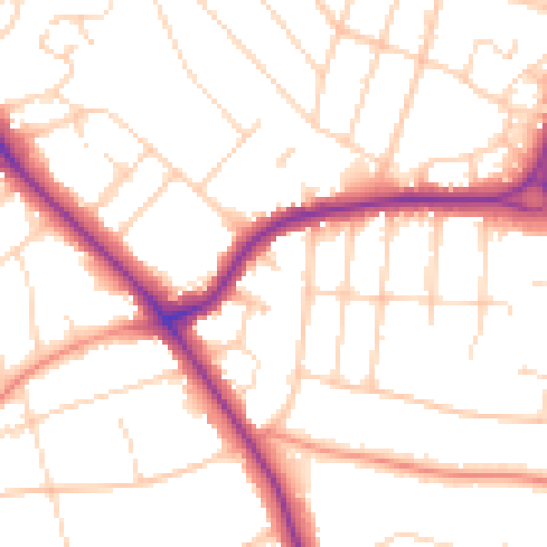 Daytime road noise heatmap for LE2 2DE